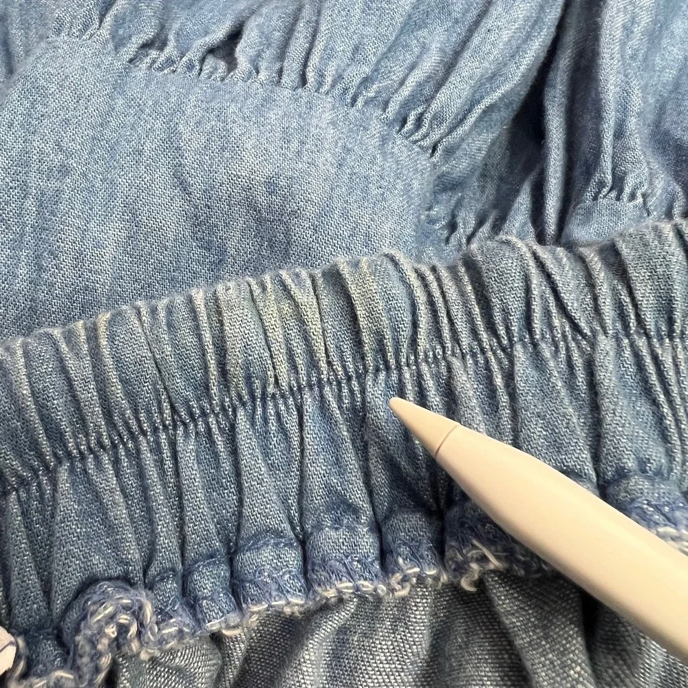 Vtg On The Verge Skirt Womens S Chambray Tiered Prairie Beach Cowgirl Boho USA